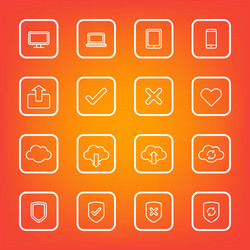 white line web icon set rounded rectangle frame vector image