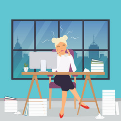 business woman working at his office desk stress vector