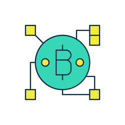 filled outline blockchain technology bitcoin icon vector image
