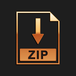 Gold zip file document icon download button vector