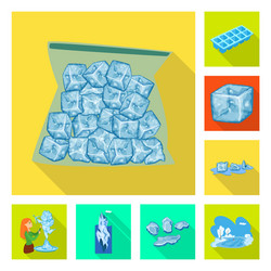isolated object of texture and frozen logo set vector image