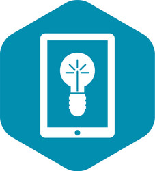 idea lamp on gadget screen icon simple style vector image