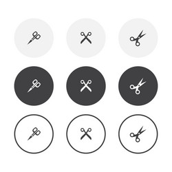 set 3 simple design scissors icons rounded vector image