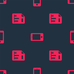 set document with graph chart and mobile phone vector image