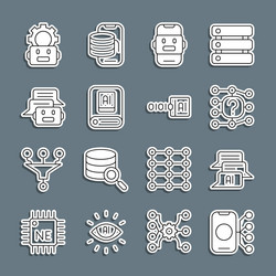 set line neural network chat bot artificial vector image