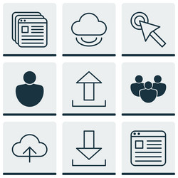 set of 9 online connection icons includes cursor vector image