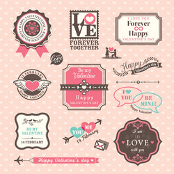 Wedding elements labels and frames vintage style Vector Image