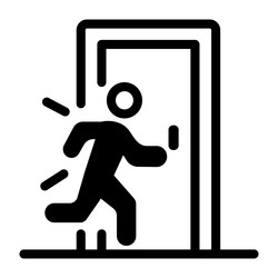 line style icon of a character running from an eme vector image