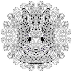 Patterned rabbit head and circular mandala vector