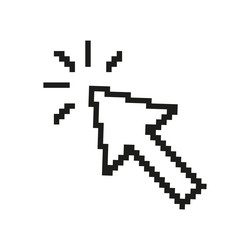 pixelated cursor icon retro style mouse pointer vector image