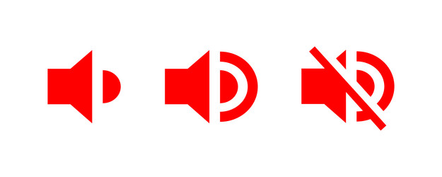 sound volume button red icons audio control vector