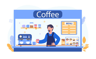 Barista making coffee concept vector