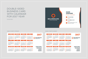 Double Sided Business Card with Calendar Vector Images (44)