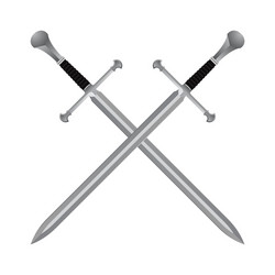 medieval crossed swords isolated on white vector