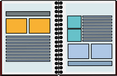 open notebook with documents icon image vector image