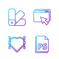 set line ps file document heart with bezier curve vector image