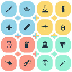 Set of 16 simple war icons can be found vector