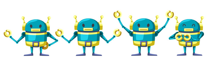 set of android character robot cartoon style vector image