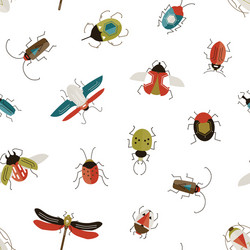 bugs and beetles seamless pattern insects vector image