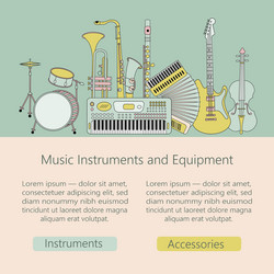 music instruments thin line icon set for web vector image