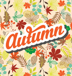 autumn pattern with retro typography element vector image