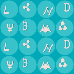 seamless pattern with different cryptocurrency vector image