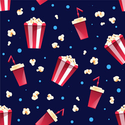 seamless pattern with striped bucket popcorn vector image