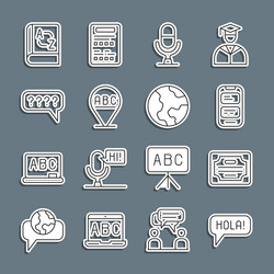 set line hola in different languages certificate vector image