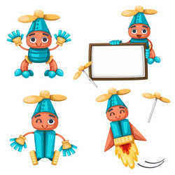 set of android character robot toy cartoon style vector image