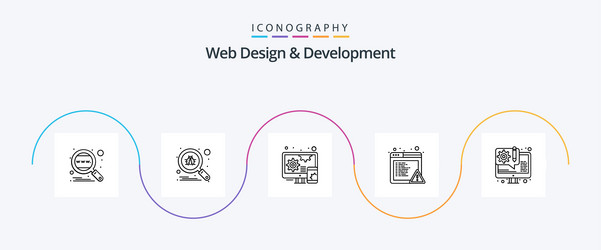 web design and development line 5 icon pack vector image