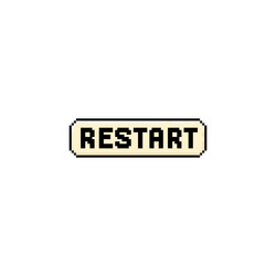game restart button 8 bit retro pixel vector image