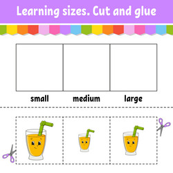 learning sizes cut and glue easy level color vector image