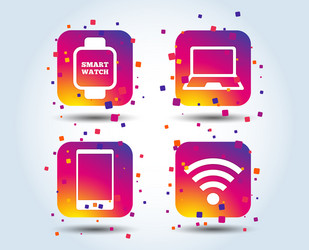 notebook and smartphone icon smart watch symbol vector image