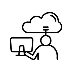 business man working on monitor computer vector image