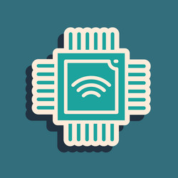 green computer processor with microcircuits cpu vector image