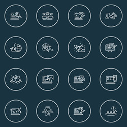 optimization icons line style set with link vector image