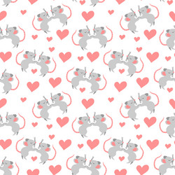 seamless pattern with cute mice falling in love Vector Image