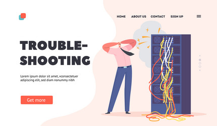 trouble shooting landing page template sysadmin vector image