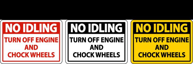 Turn off engine and chock wheels sign on white vector