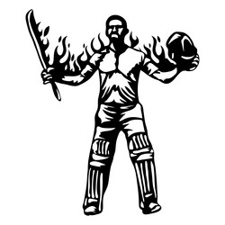 baseball player fire cut-out vector