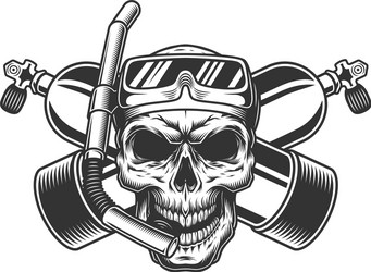Diver Skull with Scuba Mask Vector Image