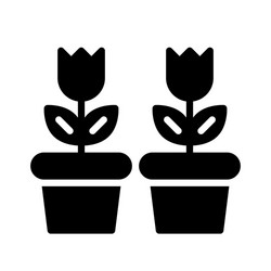 Flower pot isolated spring season solid icon vector