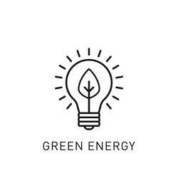 green energy light bulb with tree leaf thin line Vector Image