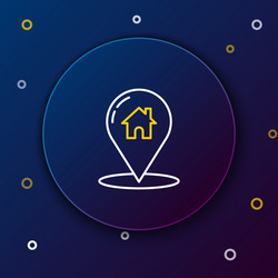 line map pointer with house icon isolated on blue vector image