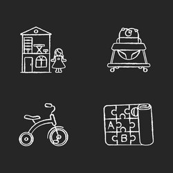 motor skills development chalk white icons set vector