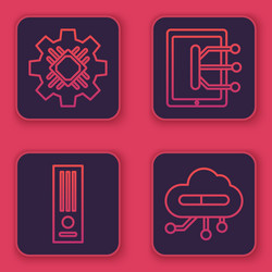 set line processor video game console tablet vector image