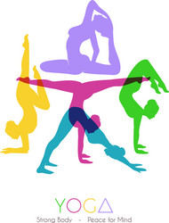 Big set of yoga poses asanas with names Royalty Free Vector