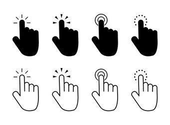 click finger icon set hand touching cursor vector image