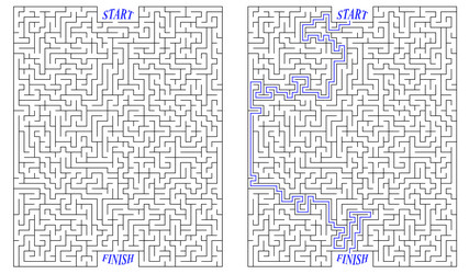 huge labyrinth of high complexity with solution vector image