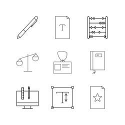 office linear icon set simple outline icons vector image